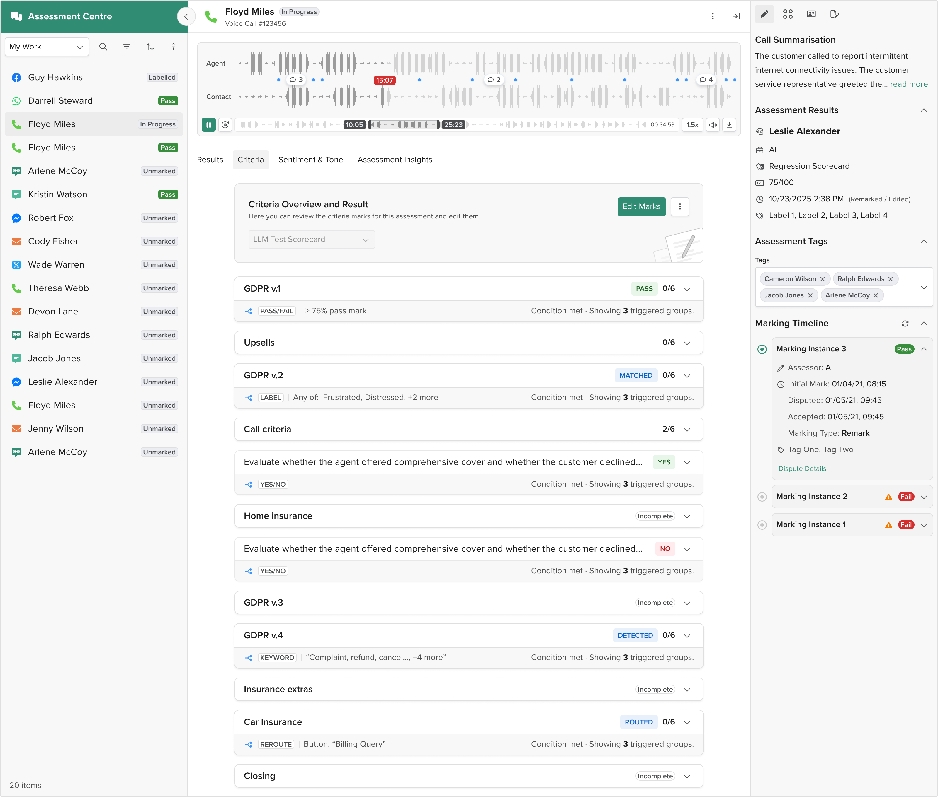 After - Collapsed: Yes/No conditions show as binary gates, keyword conditions display matched keywords, detection conditions show Detected/Matched tags. Each condition type behaves differently to match its actual logic.
